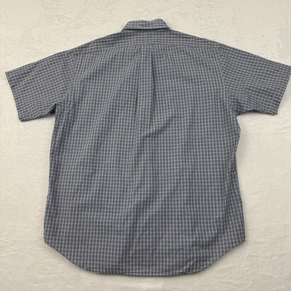 Ralph Lauren Blake Shirt Men Large Blue Grey Plaid Short Sleeve Cotton Button Up - Picture 8 of 9